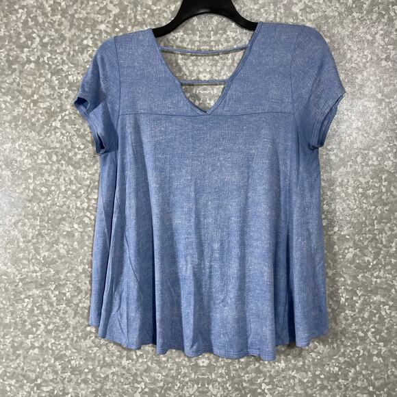 Lazy Sunday Heather Blue Oversized Strappy Back Top - Size Small - Short Sleeves - Picture 7 of 7